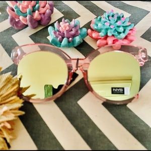 NYS Collection Pink Clear Framed Sunglasses